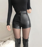 Sexy High-Waisted Black PU Leather Shorts - Gothic Fashion for Women - Alt Style Clothing