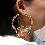 Make a Statement with Big Gothic Scorpions Ear Hoop Earrings with Rhinestones - Alt Style Clothing