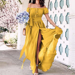 Celmia Ruffles Long Maxi Dress Sexy Off Shoulder - Alt Style Clothing