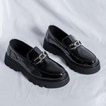 Patent Leather Platform Loafers Mens Slip On Derby Shoes - Alt Style Clothing