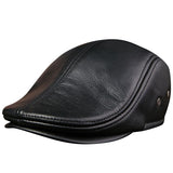Real Leather Flat Cap - Duckbill Style Hat - Alt Style Clothing