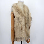 Sleeveless Vest with Fur Tassel and Natural Collar for High-End Women