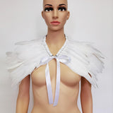 Feather Fake Collar Victorian Real Natural Feather Shrug Shawl Shoulder Wrap Cape - Alt Style Clothing