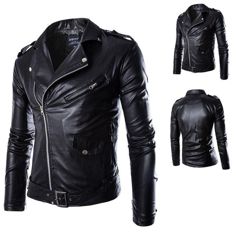 Motorcycle Slim Leather Jacket For Men