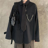 Vintage Oversized Gothic Blouse - Detachable Sleeves with Tie Detail - Alt Style Clothing