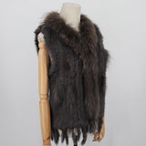 Sleeveless Vest with Fur Tassel and Natural Collar for High-End Women - Alt Style Clothing
