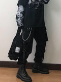 Techwear Style: Gothic Black High Waist Cargo Pants - Alt Style Clothing