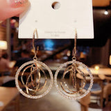 Geometric Earrings Shiny Rhinestone Large Hoop Earrings - Alt Style Clothing