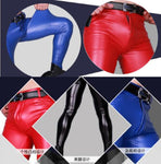 Stylish Men Thicken Trousers PU Faux Leather Shiny Glossy Bars Club - Alt Style Clothing