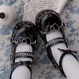 Gothic Lolita Shoes - PU Leather Heart Ankle with Maryzhen Shoes - Alt Style Clothing