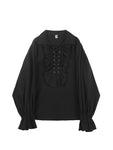 Vintage Gothic Oversize Blouse - Flare Sleeves with Ruffles, V-Neck and Perfect for Club Party or Evening Wear - Alt Style Clothing