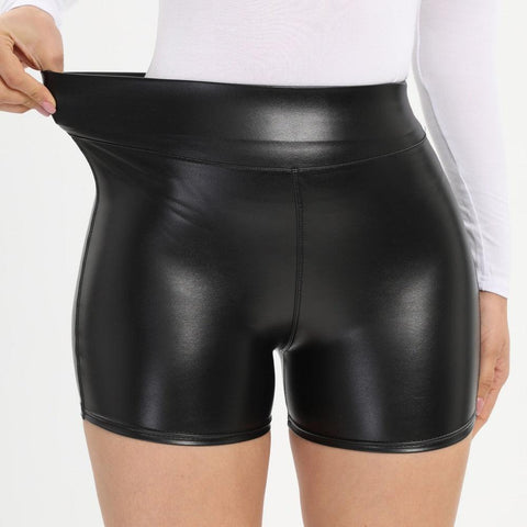 Skinny Elastic High Waist Hot Shorts Faux Leather - Alt Style Clothing