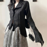 Karrram Gothic Style Blouse - Dark Aesthetic Shirt