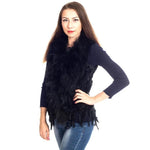 Sleeveless Vest with Fur Tassel and Natural Collar for High-End Women