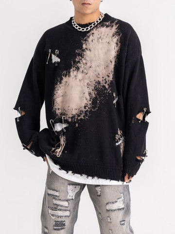 Get Comfy and Stylish with Oversized Gothic Knit Sweater Pullover Tops
