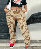 Make a Statement with our Camouflage Cargo Pants Big Pockets High Waist Camo Straight Trousers - Alt Style Clothing