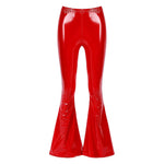 High-Waisted Flared Patent Leather Pants for Ladies