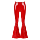 High-Waisted Flared Patent Leather Pants for Ladies - Alt Style Clothing