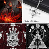 Make a Bold Statement with Stainless Steel Church of Satan Necklaces Cross Lucifer Pendant Collar - Alt Style Clothing