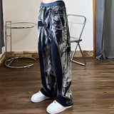 Baggy Jeans Women Tie Dye Washed Straight Wide Leg Pants High Waist