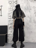 Oversize Gothic Women's Cargo Pants with Chain - Punk Techwear Style