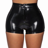 Sexy High-Waist Leather Short Pants with Shiny Shaping PVC