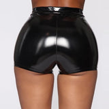 Sexy High-Waist Leather Short Pants with Shiny Shaping PVC - Alt Style Clothing