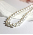 Elegant Necklace 6mm Shell Pearl With Silver Chain - Alt Style Clothing