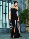 Love & Lemonade Black Strapless Cut out Feather Long Dress - Alt Style Clothing