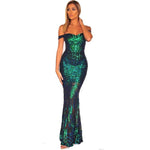 IDress Sexy Sequined Long Elegant Off Shoulder Evening Party Dress - Alt Style Clothing