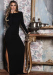 Nadafair Backless Sexy Party Dress With Long Sleeve High Side Split Bodycon Maxi Dress - Alt Style Clothing