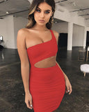 Forefair New One Shoulder Mini Bodycon Dress perfect For The Party Dresses - Alt Style Clothing