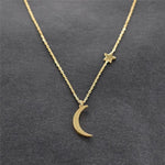 Simple Star & Moon Pendant Necklace - Alt Style Clothing