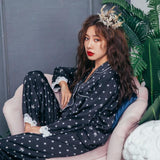 Lisacmvpnel Print Fashion Women Pajama Set Sweet Lace Cuff - Alt Style Clothing