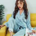 Lisacmvpnel Print Fashion Women Pajama Set Sweet Lace Cuff - Alt Style Clothing