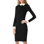 Retro Elegant Formal Suit Office Lady Button Side Split Patchwork Bodycon Dress - Alt Style Clothing