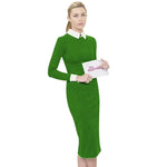 Retro Elegant Formal Suit Office Lady Button Side Split Patchwork Bodycon Dress - Alt Style Clothing
