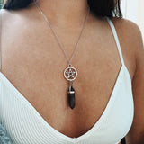 Natural Crystal Hexagon Chakra Necklace Pentagram Star Pendant - Alt Style Clothing