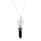 Natural Crystal Hexagon Chakra Necklace Pentagram Star Pendant - Alt Style Clothing