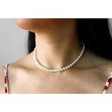 Elegant Necklace 6mm Shell Pearl With Silver Chain - Alt Style Clothing