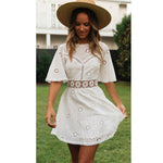 Teelynn Lace Dress Short Sleeve Mini Dress with Embroidery - Alt Style Clothing
