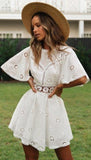 Teelynn Lace Dress Short Sleeve Mini Dress with Embroidery - Alt Style Clothing