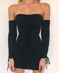 ARTICAT Off Shoulder Bandage Bodycon Party Dress for Gothic and Alternative Women - Alt Style Clothing