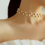 Elegant Flower Pearl Choker Necklace - Alt Style Clothing