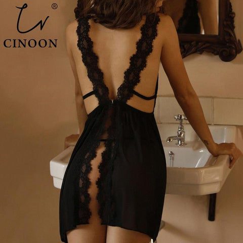 CINOON Summer Womens Sleepwear V-Neck Sexy Nightdress Casual Nightgown - Alt Style Clothing