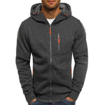 Drawstring Pocket Hooded Sweatshirt Long Sleeve Zip Slim Coat Male Jacket - Alt Style Clothing