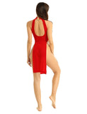 Ultra Thin Sissy Dress Clubwear Halter Neck Sleeveless & Backless High Slit Legs - Alt Style Clothing