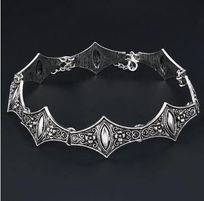 Antique Silver Plated Short Choker Necklace Vintage Metal - Alt Style Clothing
