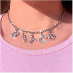 Silver Color Alphabet Pendant Necklace - Alt Style Clothing