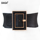Decorative Genuine Elastic Waistline Patent Leather Wide Belt - Alt Style Clothing